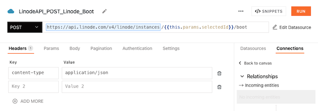 Query for booting a Linode instance