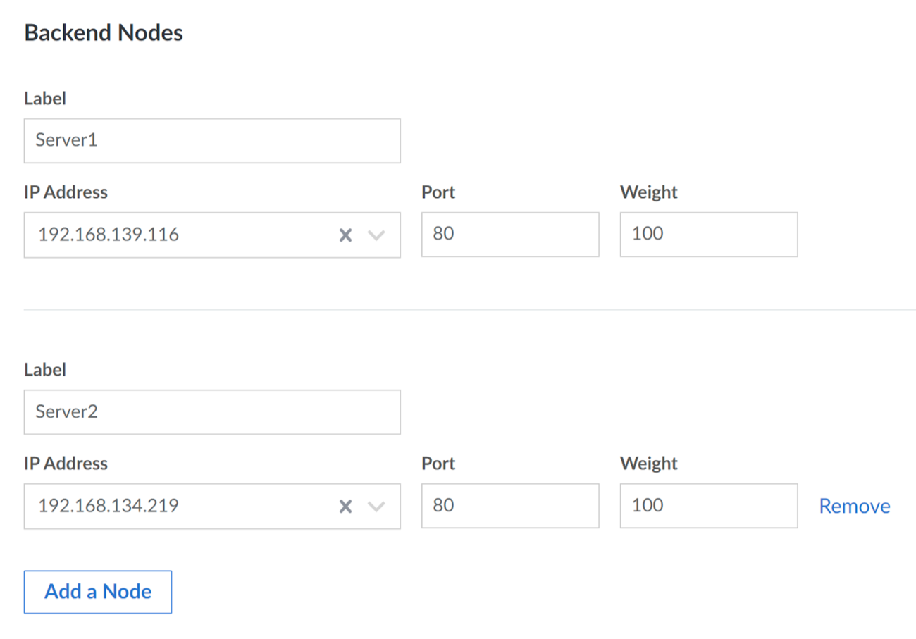 NodeBalancer Backend Nodes Configuration