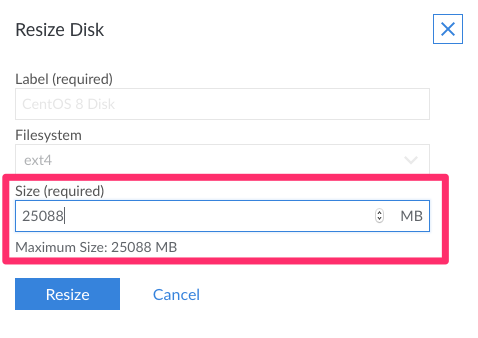 Enter the Maximum Size to Resize Disk